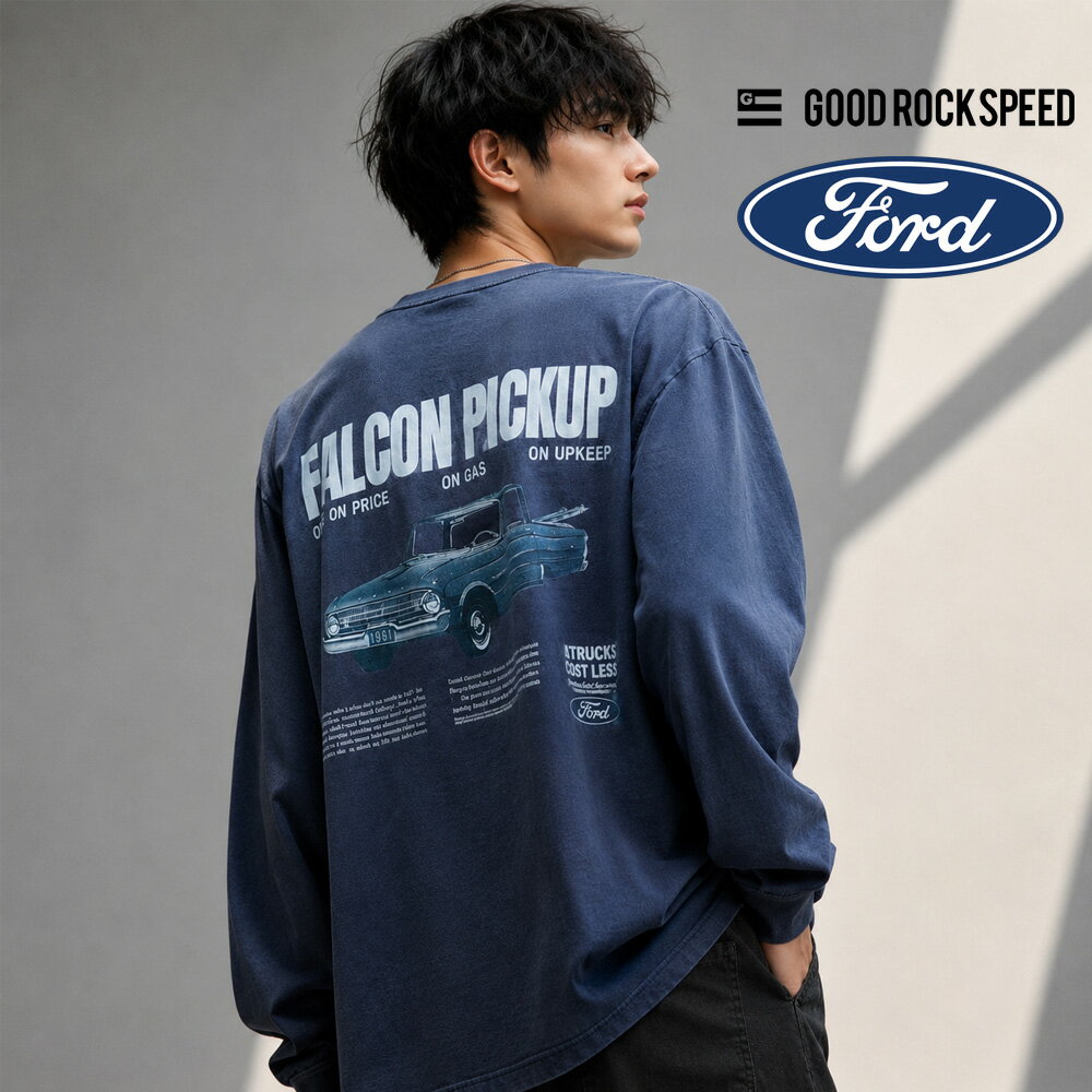 Rakuten - ヴィンテージ加工 Tシャツ フォード ファルコン ピックアップ 長袖Tシャツ FALCON PICKUP LS T-SHIRT 26FOD002W【ロンT ロングスリーブ 車 クラシック ガレージ モーター カスタム ワークス アメリカン アメカジ ビンテージ 古着風 グッドロックスピード GOOD ROCK SPEED】