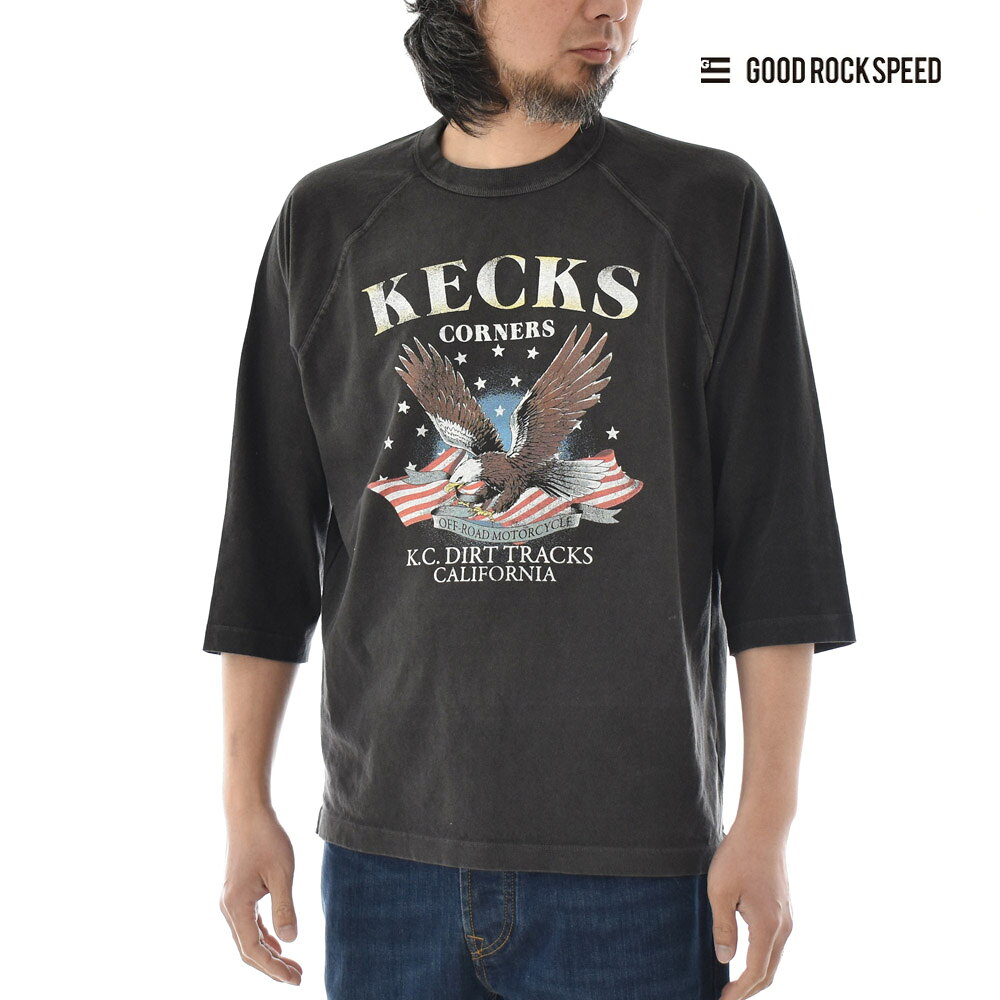 グッドロックスピード GOOD ROCK SPEED Tシャツ ラグラン 7/8袖 Tシャツ 7分袖Tシャツ 26ORG001W 26ORG003W【メンズ レディース ユニセックス イーグル アート プリント 七分袖 カットソー カジュアル ストリート アメカジ 古着風 ピグメント加工】