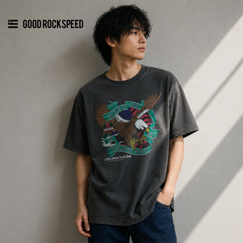 樂天商城 - ヴィンテージ加工 Tシャツ プレーリー ボルト 半袖Tシャツ PRAIRIE BOLT Print T-Shirt 26ORG007W【アメリカンイーグル アメカジ バイク バイカー ハーレー プリントTシャツ ダビッドソン ビンテージ 古着風 ティーシャツ グッドロックスピード GOOD ROCK SPEED】
