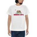 カリフォルニア フラッグ Tシャツ ジャスト 半袖Tシャツ メンズ レディース ティーシャツ CALIFORNIA FLAG 旗 州旗 グリズリー 熊 カジュアル ヘリテージ 伝統 大きいサイズ ビッグサイズ ホワイト 白 S M L XL XXL XXXL