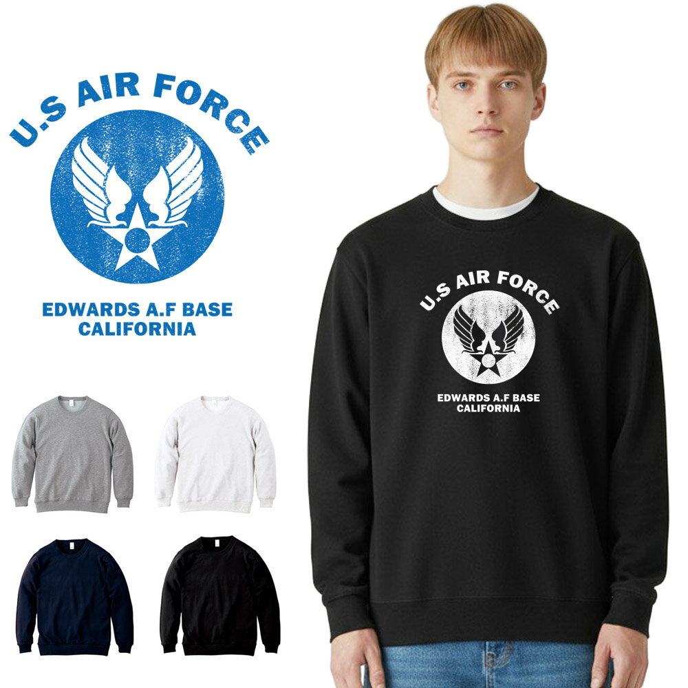 乐天商城 - エアフォース AIR FORCE トレーナー U.S AIR FORCE BASE カスレ長袖 クルーネック スウェット スエット トップス メンズ レディース US エアフォース ミリタリー 空軍 軍隊 アメリカ USA 基地 大きいサイズ ビッグサイズ JUST ジャスト 父の日