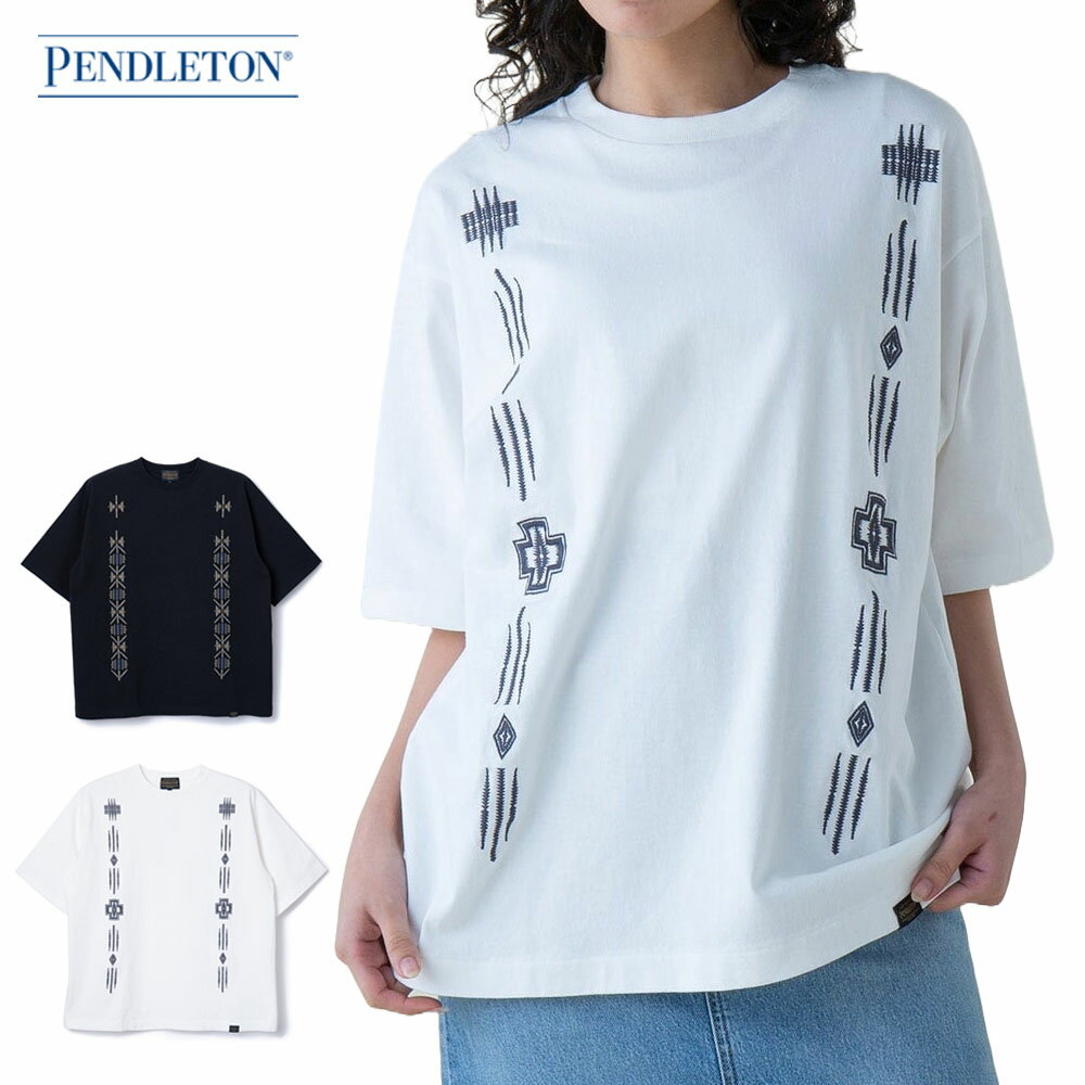 乐天商城 - 【今だけ最大15%OFFセール】ペンドルトン PENDLETON 半袖Tシャツ エンボス Tシャツ EMB Tee 5275-0017【メンズ レディース 刺繍 オーバーサイズ ワイドシルエット 厚手 ネイティブ柄 ハーディング コットン100% 綿100% カジュアル アメカジ ティーシャツ ティシャツ】