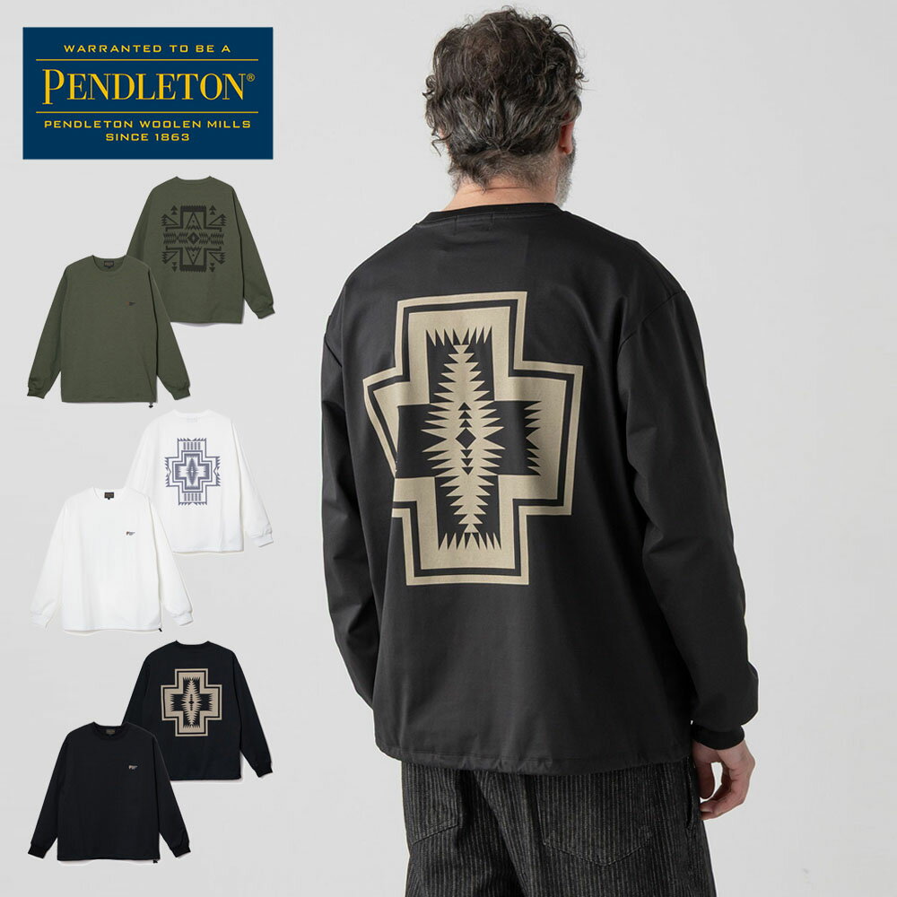 乐天商城 - ペンドルトン PENDLETON 長袖Tシャツ カルクロ×ソロテックス ジャージー バックプリント Tシャツ CALCULO×SOLOTEX Jersey L/S TEE 6175-3002【メンズ レディース ワイドシルエット テック素材 軽量 吸汗速乾性 ネイティブ柄 ハーディング】