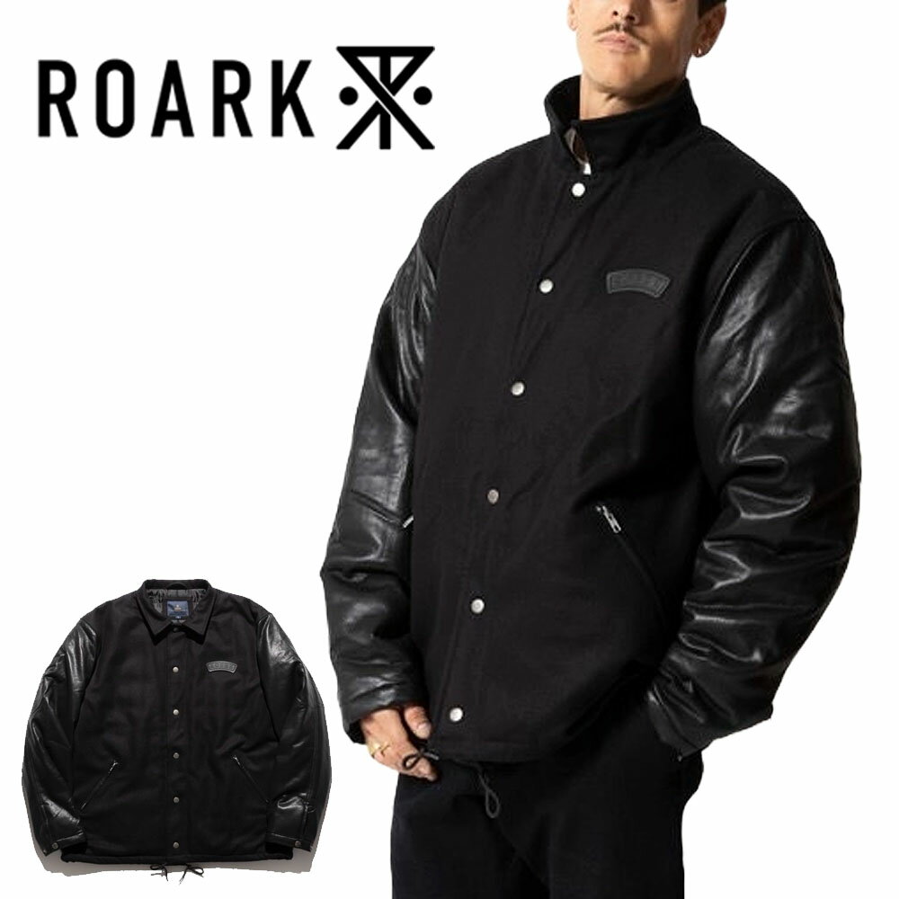 ロアーク リバイバル ROARK REVIVAL ジャケット メルトン コーチジャケット MELTON COACHES JACKET RJJ1172-BLK【メンズ アウター アウター スタジャン コーチズジャケット 袖フェイクレザー 防寒 ブラック 黒 秋冬】