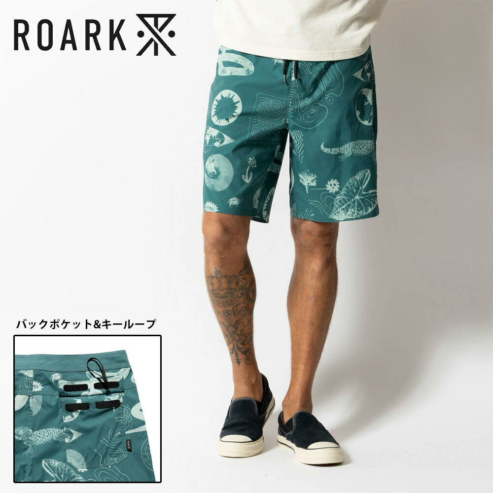 乐天商城 - ロアークリバイバル ROARK REVIVAL サーフパンツ ボードショーツ PASSAGE RBSJ1202-SGN【メンズ 水着 海パン 海水パンツ サーフトランクス 速乾 はっ水 水陸両用 ポケット付き ヒップポケット キーループ付き サーフショーツ インナー無し プール 海水浴 サーフィン】