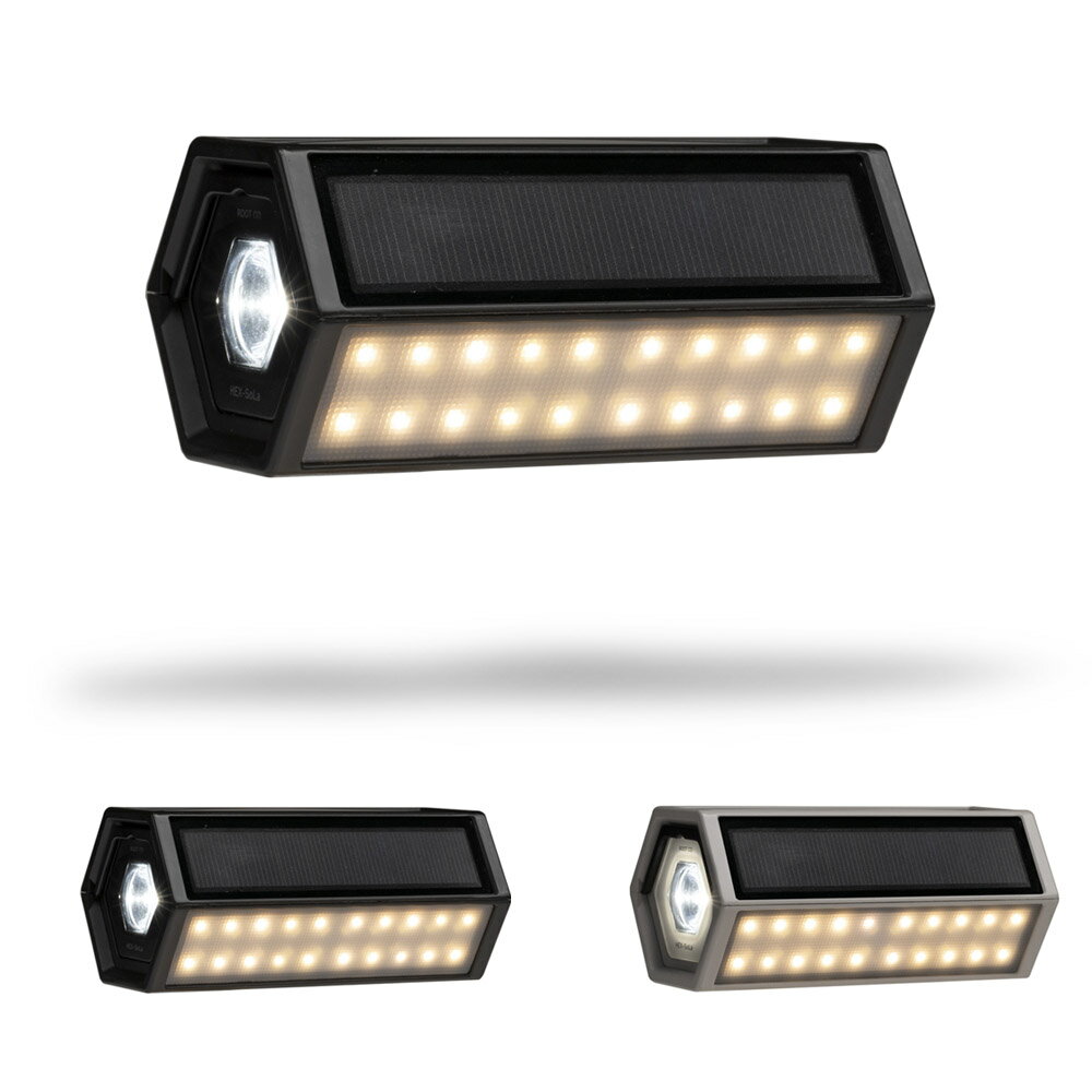 ROOT CO ルート コー ランタン プレイヘックスソラ PLAY HEX-SoLa 充電器 ライト 懐中電灯 ハンディランタン モバイルチャージャー 防水 ソーラー充電器 ソーラー LED 充電式 アウトドア キャンプ ソロキャン 防災グッツ 黒 ブラック グレー PHSL-437502 PHSL-437519