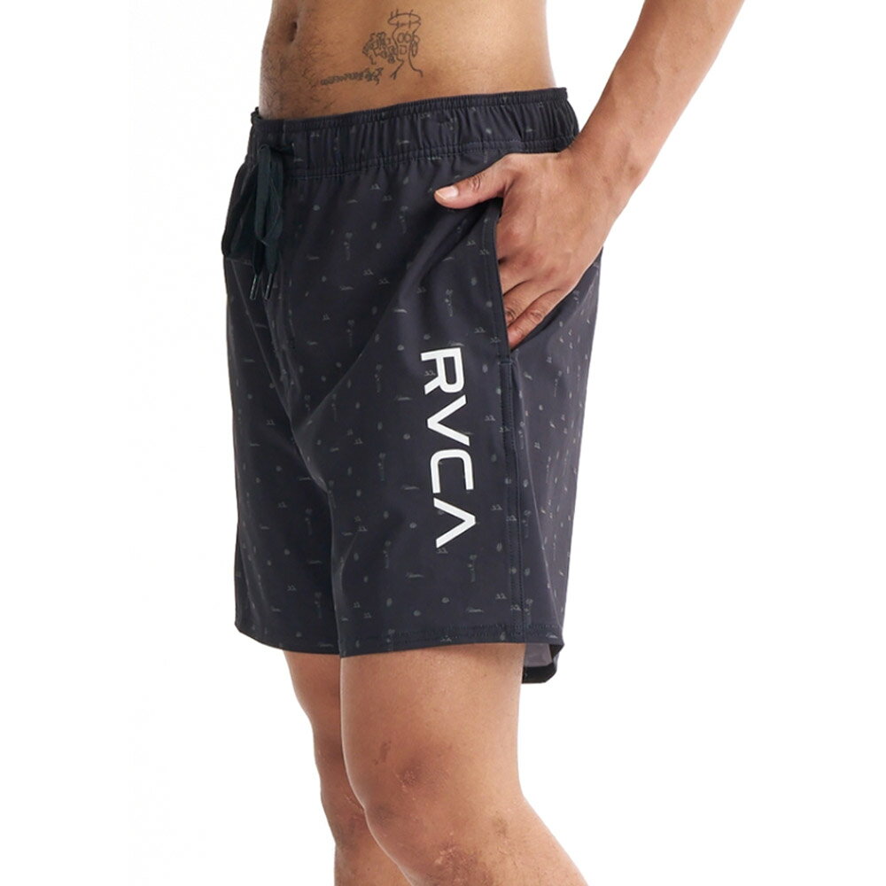 ルーカ ルカ rvca ボードショーツ 水着 ELASTIC BS BG041501【メンズ S M L 水陸両用 17インチ ショート丈 海パン サーフパンツ ロゴプリント 総柄 ストレッチ ヒップポケット サーフィン プール 黒】 3