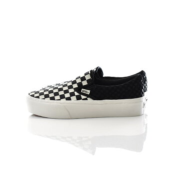 VANS ヴァンズ バンズ スニーカー スリッポン チェック クラシック スリップオン メンズ チェッカーボード 靴 ブランド フラッグ ブラック ホワイト 白 黒 ガムソール 編み込み 厚底 26.5 27 27.5 28 JAZZ 定番 USA企画 US企画 VN品番 CLASSIC SLIP-ON PLATFORM VN0A5KXB9GY