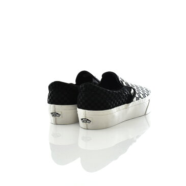 VANS ヴァンズ バンズ スニーカー スリッポン チェック クラシック スリップオン メンズ チェッカーボード 靴 ブランド フラッグ ブラック ホワイト 白 黒 ガムソール 編み込み 厚底 26.5 27 27.5 28 JAZZ 定番 USA企画 US企画 VN品番 CLASSIC SLIP-ON PLATFORM VN0A5KXB9GY