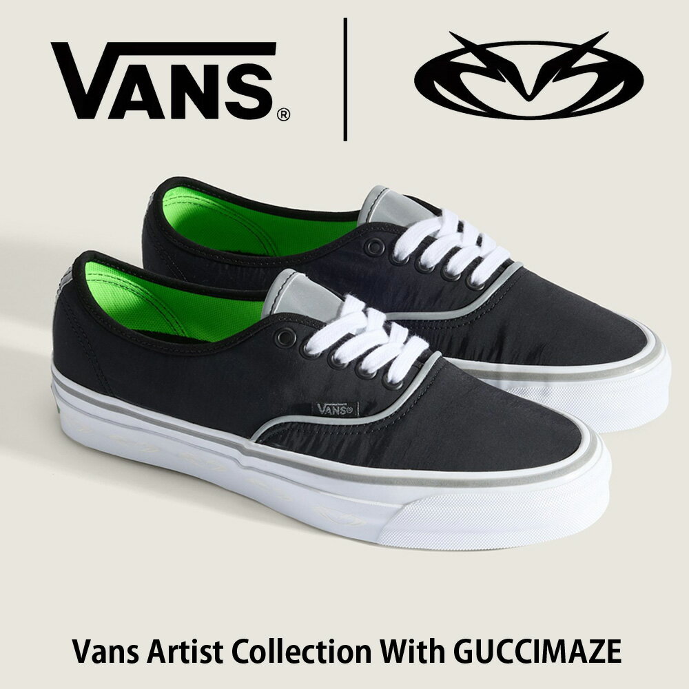 樂天商城 - ヴァンズ バンズ VANS コラボ スニーカー グッチメイズ LX オーセンティック 44 DL VANS ARTIST COLLECTION “GUCCIMAZE” VN000Z64HS3【メンズ 靴 シューズ スケートシューズ ローカット ナイロン ティアアウェイ仕様 リフレクティブ ブラック 黒 数量限定】