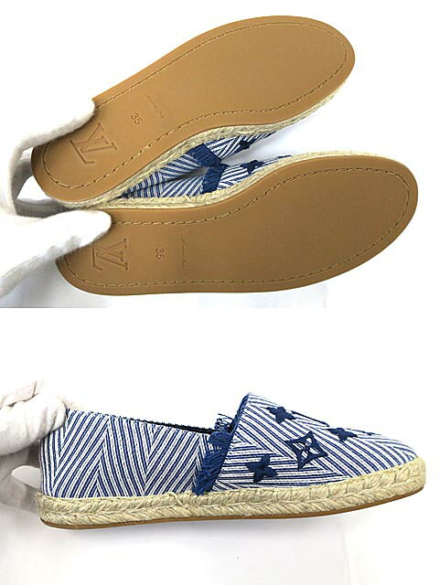 【中古】【新古品】LOUISVUITTON/ルイヴィトンレディース/モノグラムデニム/エスパドリーユ/MARINE/ブルー系/35サイズ/送料無料/靴/春夏/Sサイズ