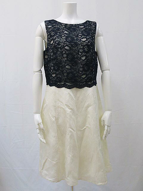 JAEGER/イエーガー/ワンピース/ホワイト/ブラック/12サイズ/ノースリーブワンピース/Lサイズ/送料無料/美品【中古】