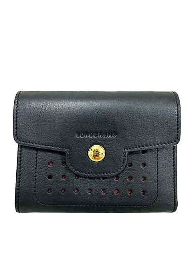【中古】LONGCHAMP ロンシャン 小物 財布 二つ折り財布 ブラック レディース 【中古】LONGCHAMP ロンシャン 小物 財布 二つ折り財布 ブラック レディース