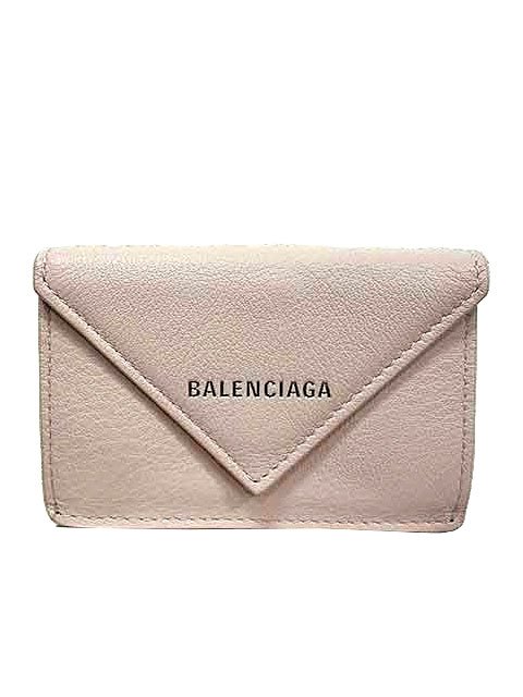 【中古】BALENCIAGA バレンシアガ 小物 391446 DLQON ミニ財布 三つ折り財布 レディース ピンク