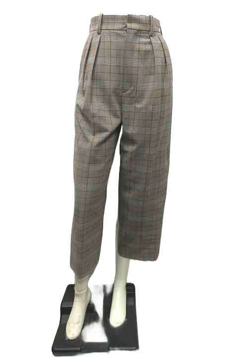 【中古】　MACPHEE　マカフィー　パンツ　チェック柄　ブラウン系　トゥモローランド　32サイズ　小さいサイズ