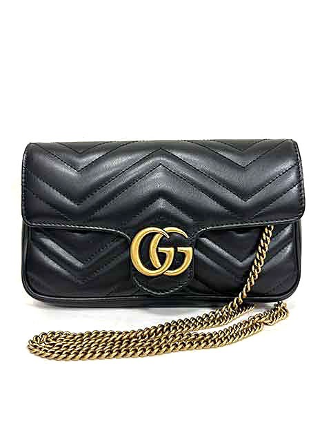樂天商城 - 【中古】【美品】GUCCI　グッチ　ショルダーバッグ　ブラック　〔GGマーモント〕ミニバッグ　定価¥ 275,000 (税込)　751526