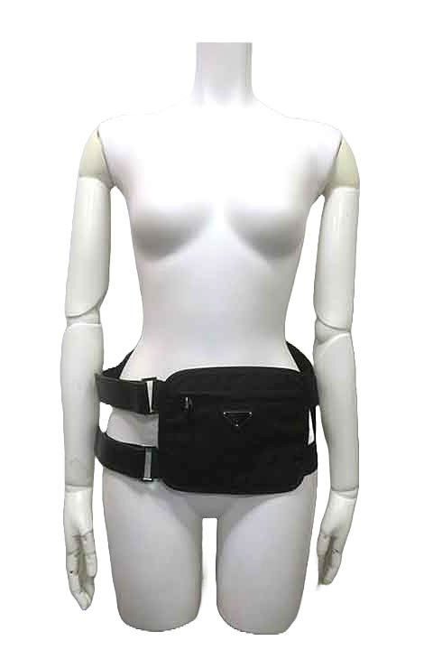 【中古】PRADA プラダ バッグ セキュリティポーチ ウエストポーチ 1BL018 ブラック...