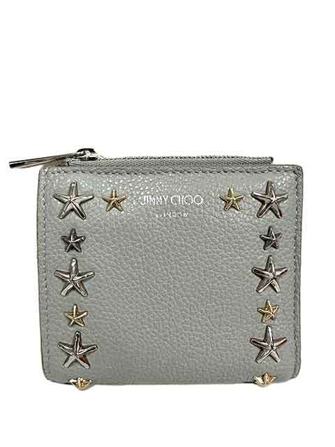 【中古】JIMMY CHOO ジミーチュウ 小物 財布 2つ折り財布 HANNI UUF 101953 グレー スタースタッズ