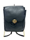 【中古】TORY BURCH トリーバーチ リュックサック バックパック 本革 ブラック