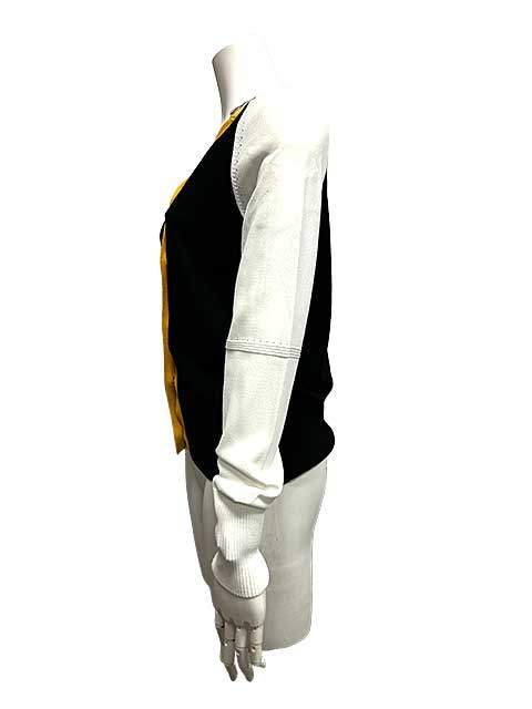 【中古】DONEY casa ドネーカーサ トップス カーディガン ホワイト ブラック イエロー フリーサイズ