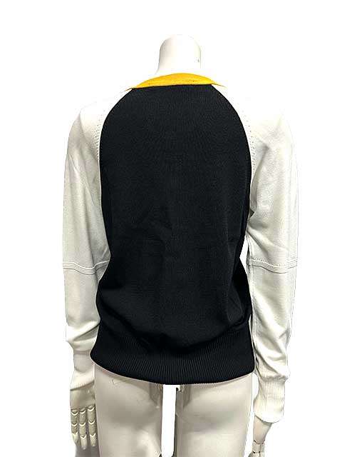 【中古】DONEY casa ドネーカーサ トップス カーディガン ホワイト ブラック イエロー フリーサイズ