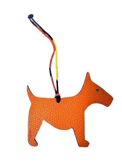【中古】HERMES エルメス 小物 プティアッシュ ウェスティドッグチャーム 犬 オレンジ×イエロー