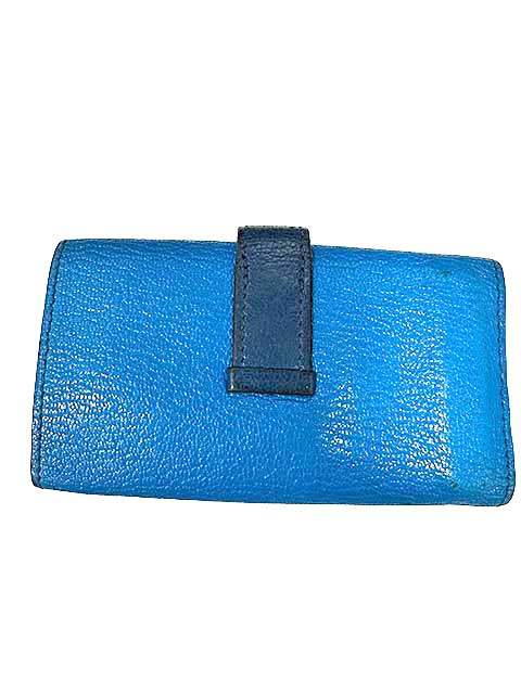 【中古】HERMES エルメス　キーケース　ブルー　レザー小物　□O刻印　金具傷あり
