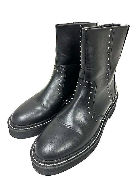 Rakuten - 【中古】Daniella & GEMMA ダニエラアンドジェマ 靴 スタッズモチーフショートブーツ ブラック レディース saizu 35 22.5cm
