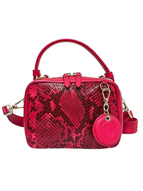 【中古】COLE HAAN コールハーン バッグ 2WAY ブライト ベリー スネーク プリント ピンク