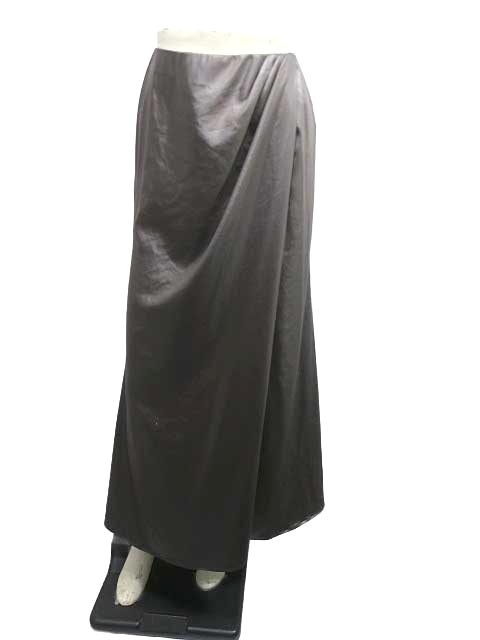 【中古】Liesse　リエス　スカート　メタリックグレー　手洗い可能　ウエストゴム　スリットスカート