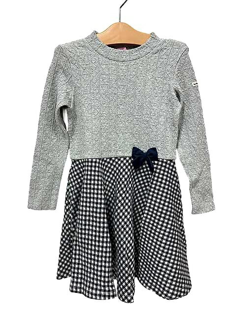 樂天商城 - 【中古】HOTBISCUITS ホットビスケッツ 子供服 キッズ ワンピース グレー チェック リボン 女の子 120cm