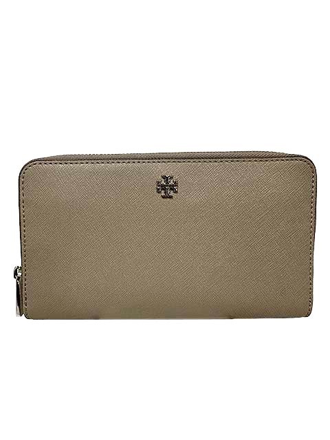 【中古】TORY BURCH トリーバーチ 小物 財布 長財布 ラウンドファスナー グレージュ レディース