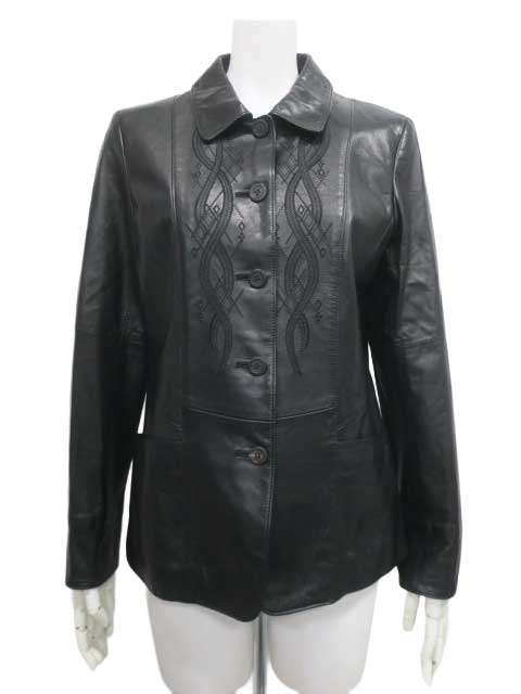 Rakuten - 【中古】ville d'azur ビルダジュール ジャケット レザージャケット 羊革 サイズ40 レディース 日本製