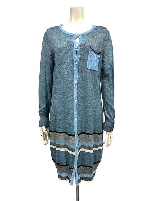 Rakuten - 【中古】HIROKO KOSHINO　コシノヒロコ　カーディガン　ニットカーディガン　ブルー　40サイズ　11号　Lサイズ