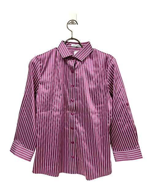 樂天商城 - 【未使用】【新古品】NARACAMICHE ナラカミーチェ　トップス　ブラウス　ストライプ　サテンピンク　サイズ2