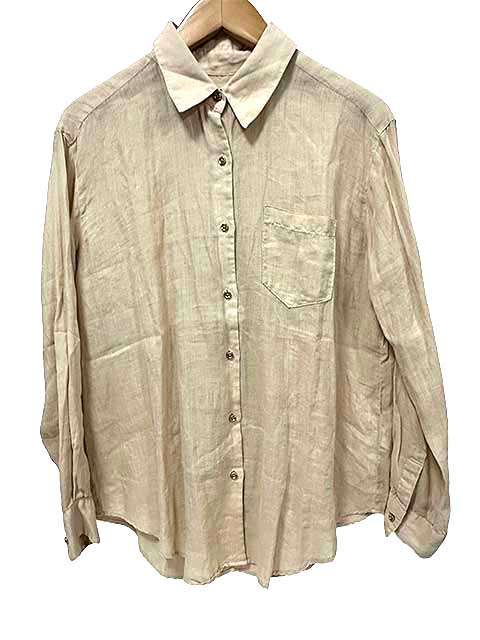Rakuten - 【中古】 LOUNGEDRESS　ラウンジドレス　トップス　オレンジベージュ　麻100％　リネン　ブラウス　freeサイズ