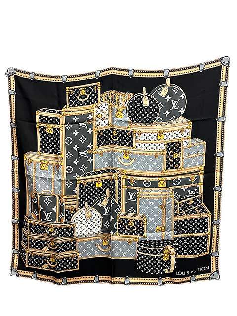 【中古】【美品】LOUIS VUITTON ルイヴィトン 小物 スカーフ カレ・レッツ ゴー M76459 シルク レディース