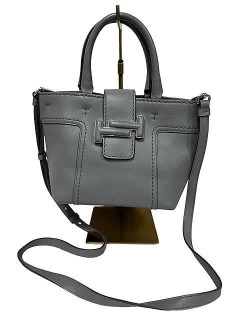 【中古】TODS トッズ ダブルT 2way ショルダーバッグ レザー ミニトートバッグ ミニハンドバッグ