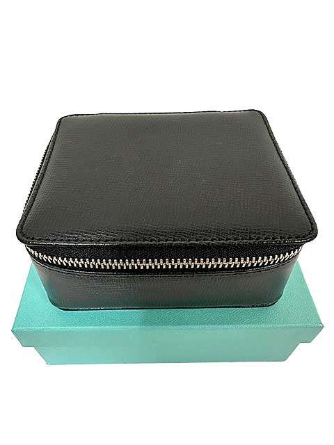 Rakuten - 【中古】TIFFANY＆Co. ティファニー＆コー 小物 ジュエリーボックス アクセサリーケース レザー ブラック