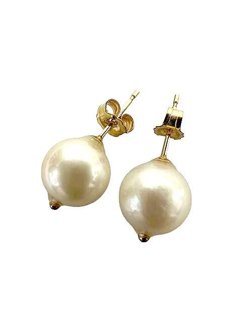 Rakuten - 【中古】K10 パール　ピアス　シンプルデザイン　金アクセサリー　ジュエリー