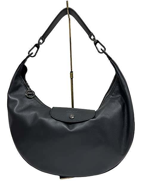 Rakuten - 【中古】【美品】Longchamp ロンシャン　ル プリアージュ エクストラ ショルダーバッグ L　本革　ブラック