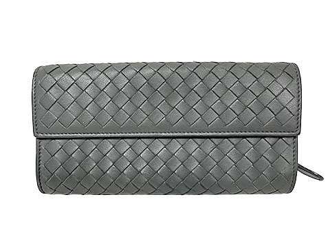 Rakuten - 【中古】BOTTEGA VENETA ボッテガ・ヴェネタ 二折長財布 イントレチャートラムレザー チャコールグレー