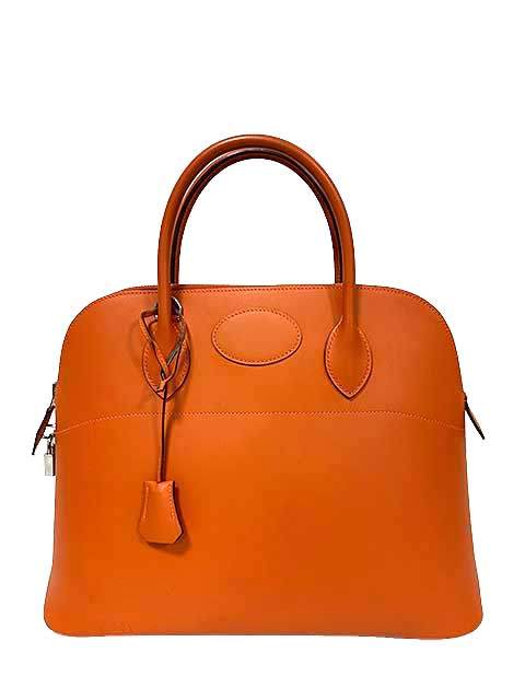 【中古】HERMES エルメス　ボリード35　本革　ヴォースイフト　オレンジ　I刻印　レザーバッグ(4.0)