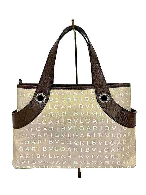 BVLGARI ブルガリLolitaBag Small トートバッグ ショルダーバッグ ショルダートート 肩掛け キャンバス レザー ベージュ