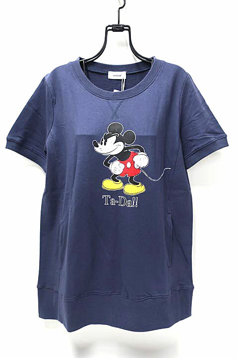 【新古品】【未使用】actuel アクチュエル トップス　レディース スウェット 春夏 ネイビー サイズ2 コラボ ミッキー コットン