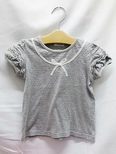 【中古】familiar ファミリア 子供服 女の子 トップス Tシャツ グレー 綿 春夏 サイズ120
