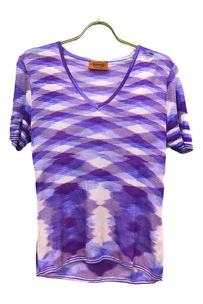 【中古】【お値下げ】MISSONI ミッソーニ　トップス　 レディース 　半袖 　パープル　 グラデーション 　サイズ44