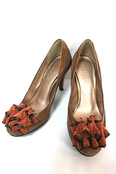 【未使用】【新古品】DIANA ダイアナ 靴 パンプス レディース ブラウン ラウンドトゥ 秋冬 サイズ21 1/2 未使用