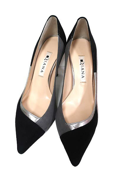 【中古】DIANA ダイアナ 靴 シューズ レディース パンプス バイカラー 8cmヒール 21.5cm