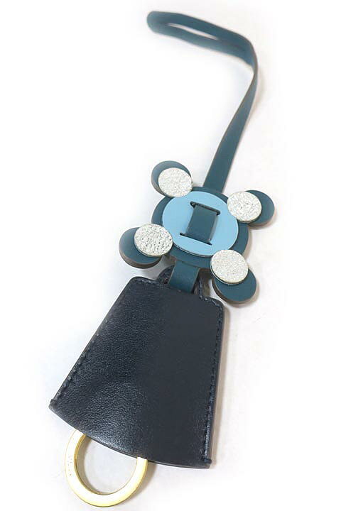 【中古】ANYA HINDMARCH アニヤハインドマーチ 小物 キーホルダー キーリング レザー ストラップ グリーン